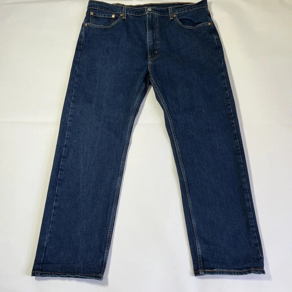 Levi's 505 Mens 40x30 Dark Wash Blue Denim Stretch Regular Straight Leg Jeans